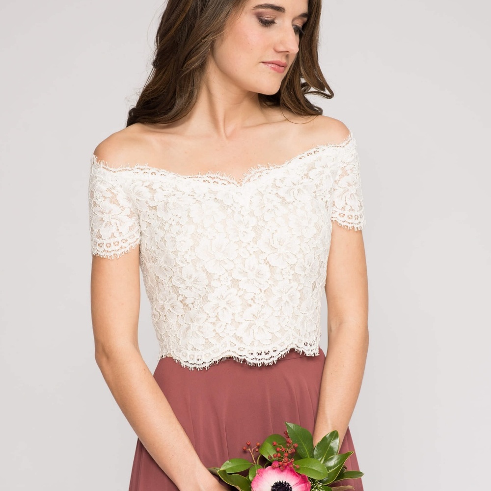 Zenia Lace Off the Shoulder Crop Top by Love Tanya